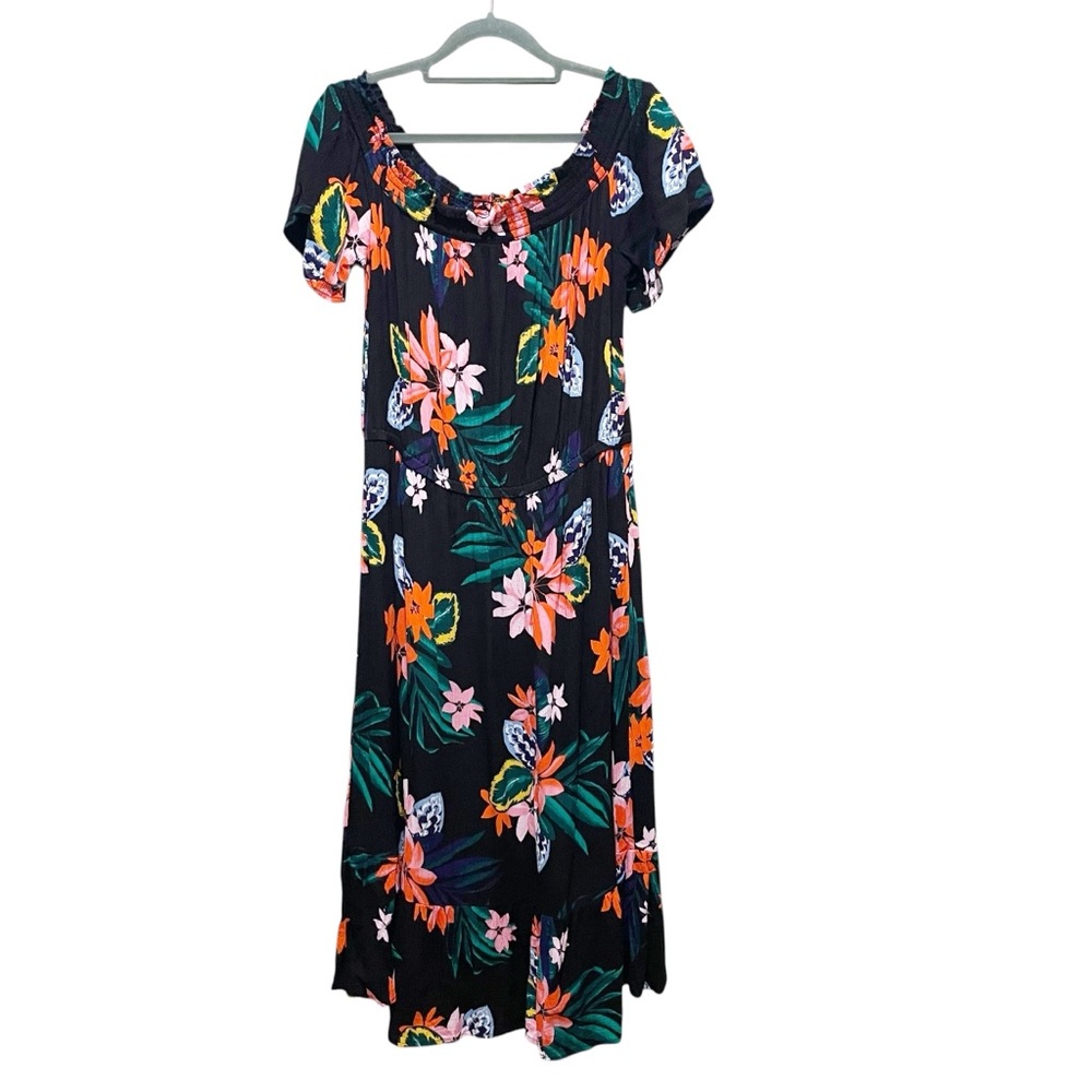 Old Navy Waist-Defined Off-the-Shoulder Crinkle-Gauze Midi Dress Women’s Large